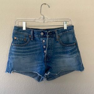Levi Denim 501 Shorts Light Wash Cutoff